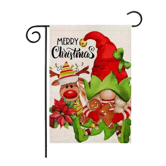 2 Merry Christmas Gnome Garden Flags 18x12 - Picture 3 of 3